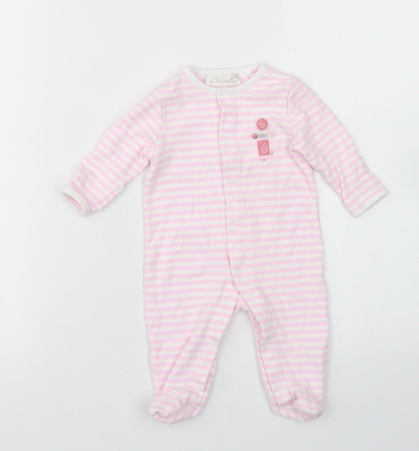 The Essential One Girls Pink Striped Cotton Babygrow One-Piece Size 0-3 Months  Snap