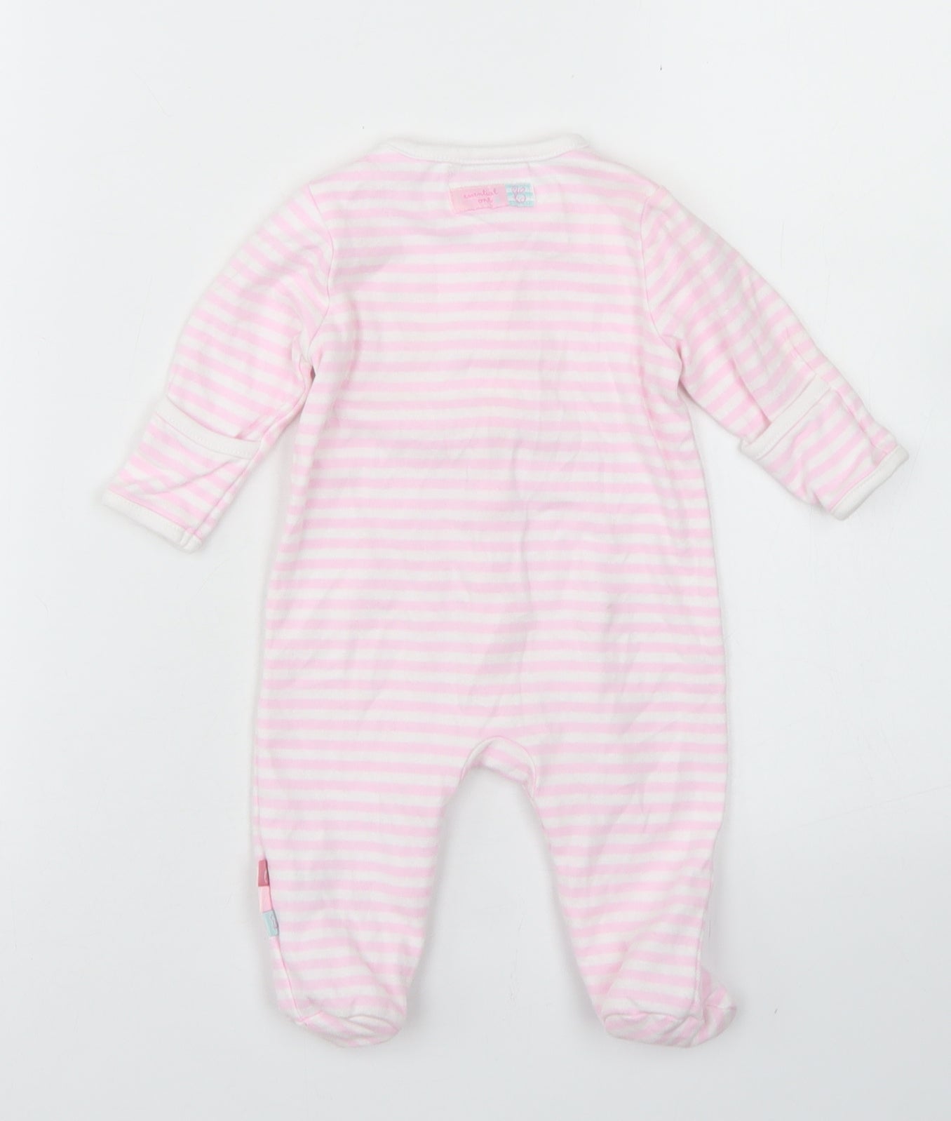 The Essential One Girls Pink Striped Cotton Babygrow One-Piece Size 0-3 Months  Snap