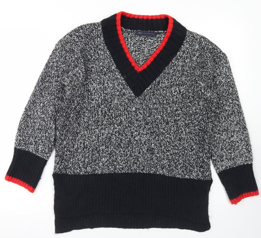 Marks and Spencer Womens Black V-Neck  Polyester Pullover Jumper Size S