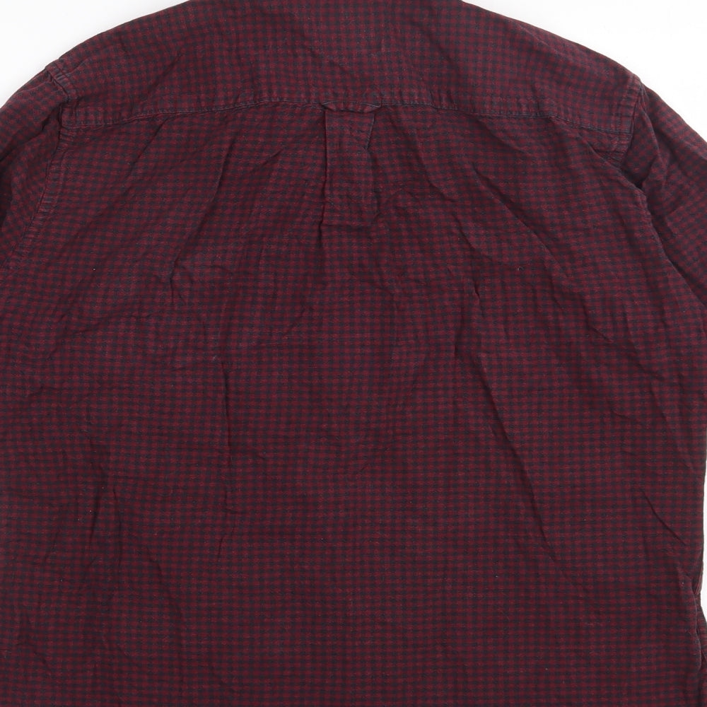 Burton Mens Red Check Cotton  Button-Up Size S Collared Button