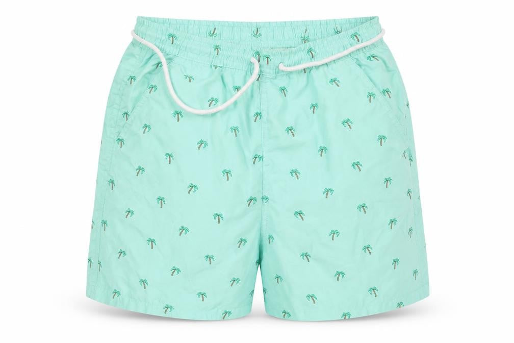 UO Swim Boys Green Floral Polyester Sweat Shorts Size S L6 in Regular Drawstring - Swimwear