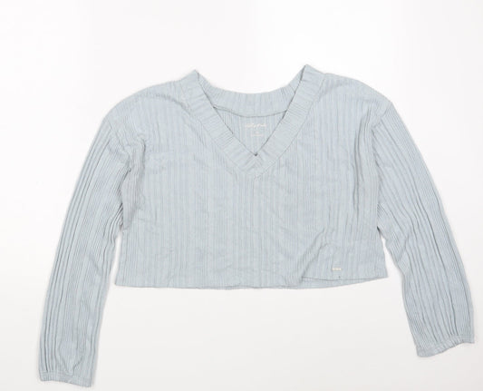 Gilly Hicks Womens Blue  Polyester Pullover Sweatshirt Size XS   - Cropped