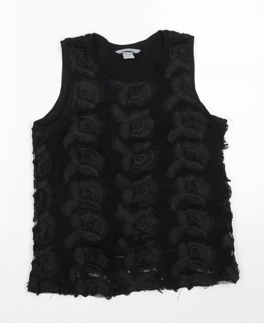 H&M Womens Black  Polyester Basic Tank Size XS Boat Neck