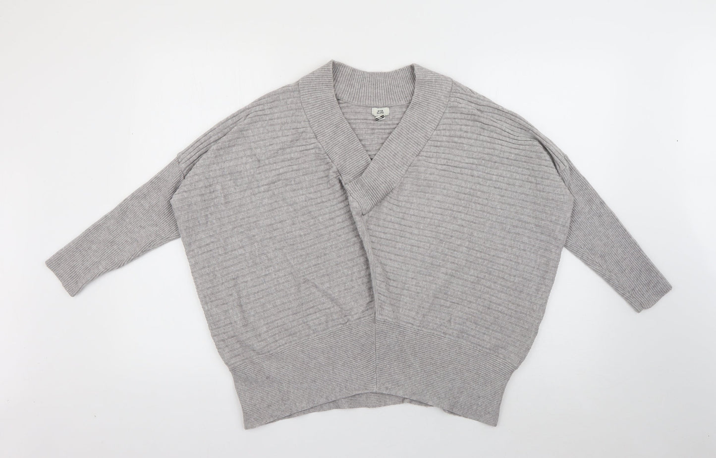 River Island Womens Grey V-Neck  Viscose Pullover Jumper Size M