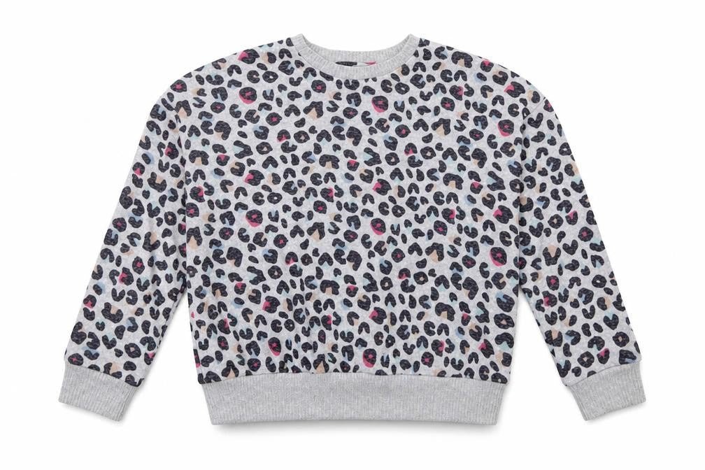 Marks and Spencer Girls Grey Animal Print Viscose Pullover Sweatshirt Size 11-12 Years