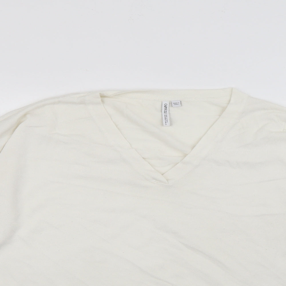Capsule Womens White V-Neck  Viscose Pullover Jumper Size 16   - Lace
