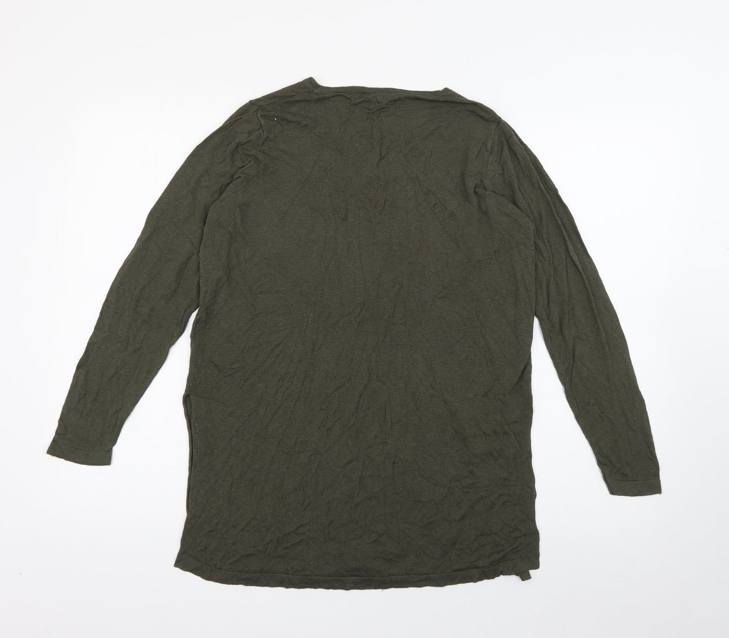 Capsule Womens Green V-Neck  Viscose Pullover Jumper Size 12