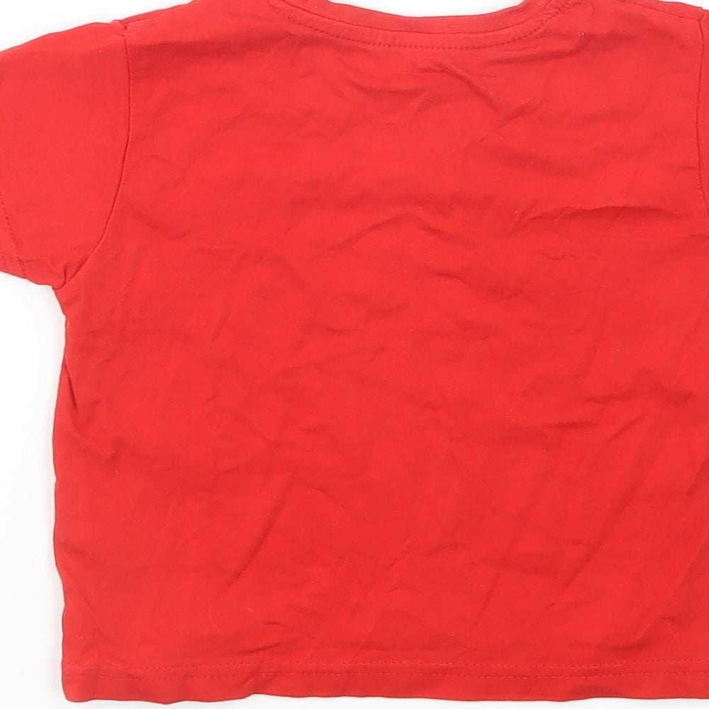 Primark Baby Red  Cotton Pullover T-Shirt Size 18-24 Months Crew Neck Pullover - Cool Dino
