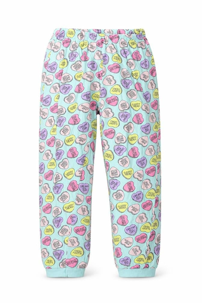 hullabaloo Girls Blue Geometric Cotton  Pyjama Pants Size 11-12 Years   - Heart Print