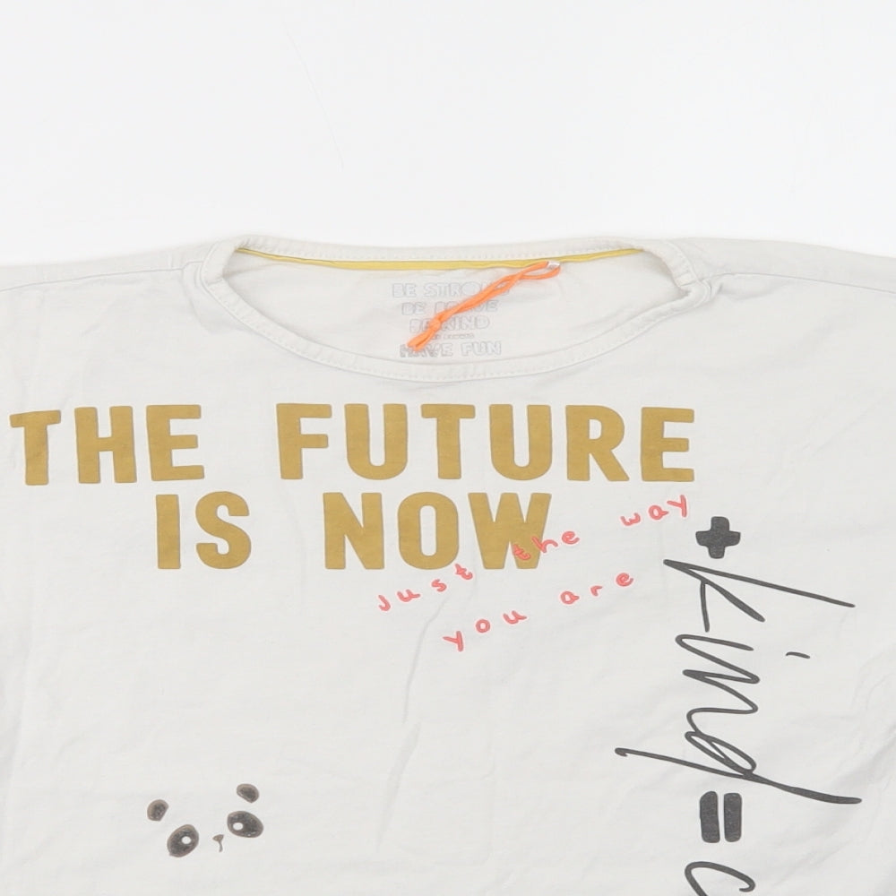 George Girls White  Cotton Basic T-Shirt Size 9-10 Years Crew Neck Pullover - The Future Is Now