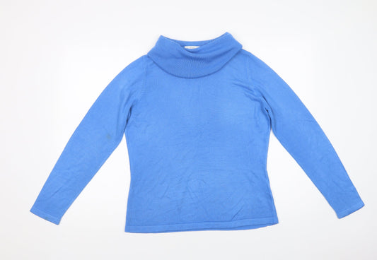 Marks and Spencer Womens Blue Roll Neck  Acrylic Pullover Jumper Size 14
