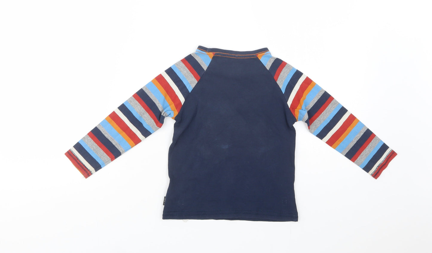 name it Boys Blue Striped Cotton Pullover T-Shirt Size 2-3 Years Crew Neck Pullover - Penguin