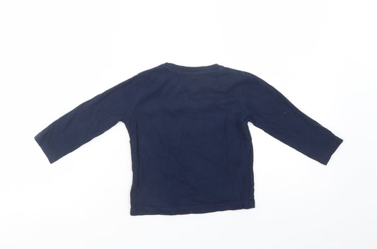 Cool Club Boys Blue  Cotton Basic T-Shirt Size 2 Years Crew Neck Pullover - Snow Robot