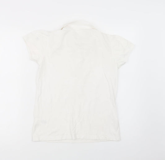 George Girls White  Cotton Basic Polo Size 13-14 Years Collared Button - School Wear