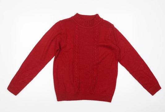 Isle Womens Red Mock Neck  Acrylic Pullover Jumper Size S