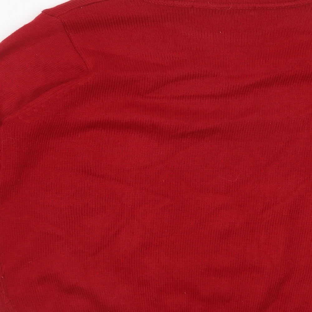 Isle Womens Red Mock Neck  Acrylic Pullover Jumper Size S