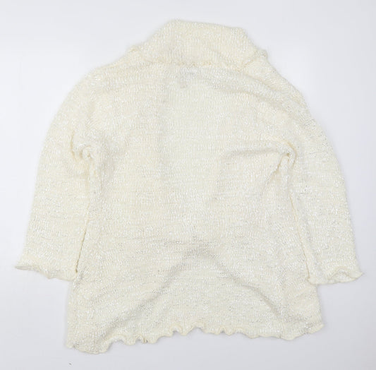 Elizabeth Scott Womens Ivory V-Neck  Polyester Cardigan Jumper Size M