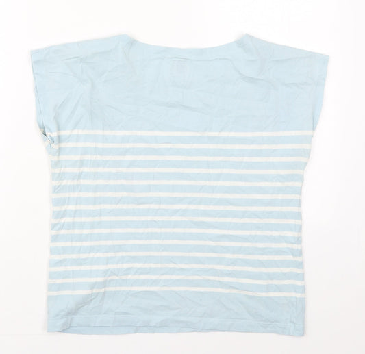 Jack Wills Womens Blue Striped Cotton Basic T-Shirt Size 6 Crew Neck