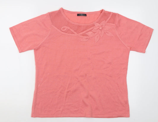 bm  Womens Pink Crew Neck  Acrylic Pullover Jumper Size M