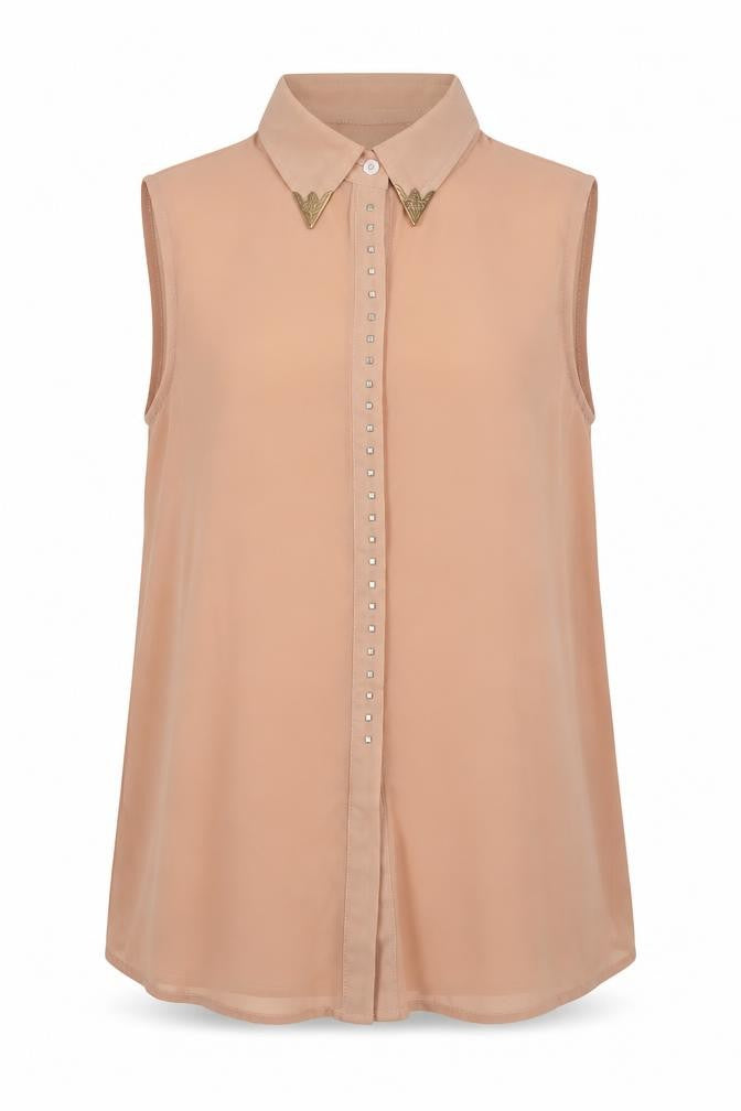 Zanzea Womens Pink  Polyester Basic Button-Up Size M Collared