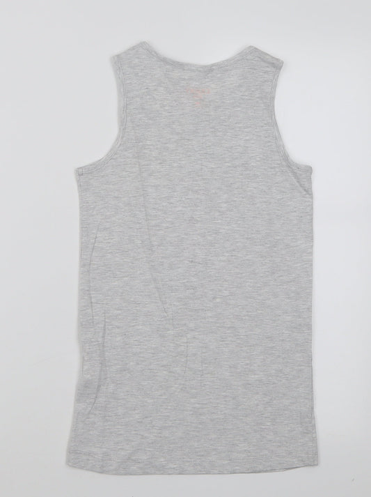 carry kids Boys Grey  Cotton Basic Tank Size 12 Years Scoop Neck Pullover
