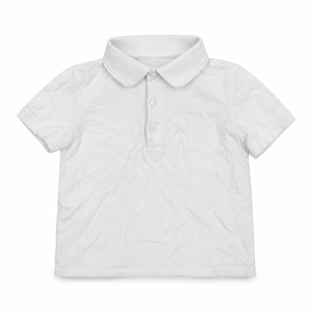Dunnes Boys White  100% Cotton Pullover Polo Size 3-4 Years Collared Button
