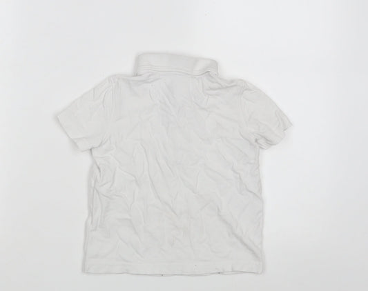 Dunnes Stores Boys White  100% Cotton Pullover Polo Size 3-4 Years Collared Button