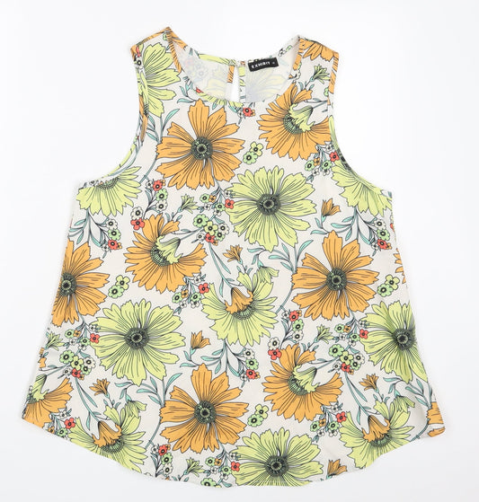 Exhibit Womens Multicoloured Floral Polyester Basic Blouse Size 12 Boat Neck