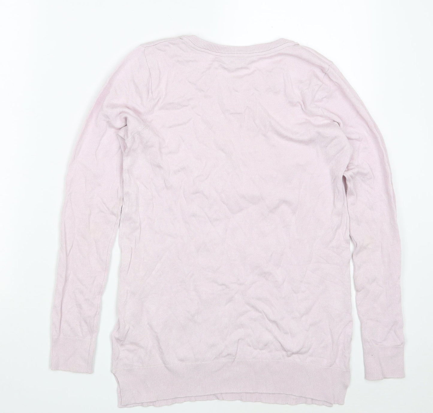 Peacocks Womens Pink Round Neck  Viscose Pullover Jumper Size 8