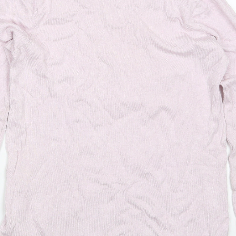 Peacocks Womens Pink Round Neck  Viscose Pullover Jumper Size 8