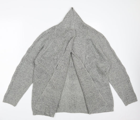 Bonmarché Womens Grey V-Neck  Acrylic Wrap Jumper Size M
