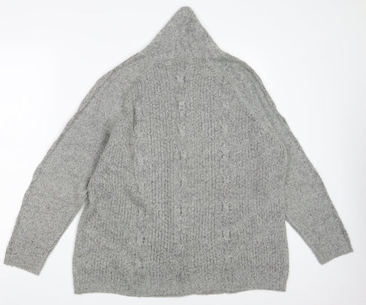 Bonmarché Womens Grey V-Neck  Acrylic Wrap Jumper Size M