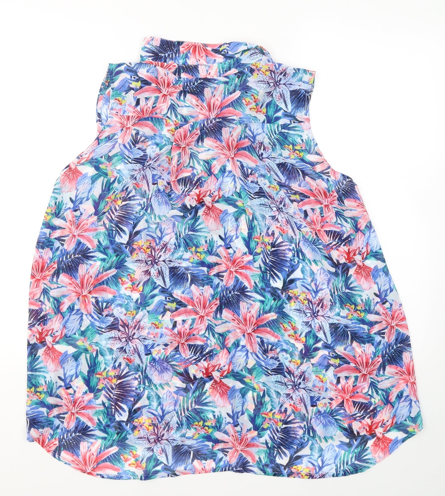 H&M Womens Blue Floral Polyester Camisole Blouse Size 10 V-Neck