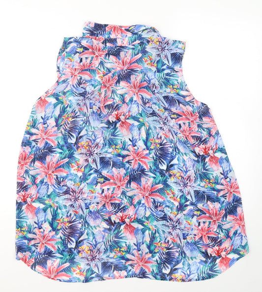 H&M Womens Blue Floral Polyester Camisole Blouse Size 10 V-Neck