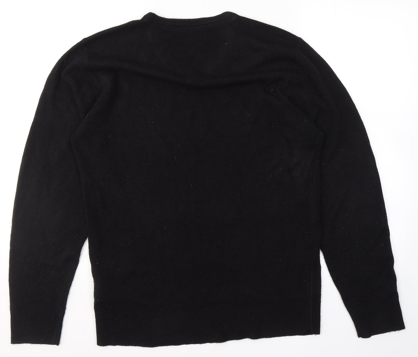 Peacocks Mens Black V-Neck  Acrylic Pullover Jumper Size M