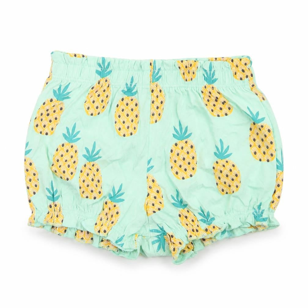 F&F Girls Blue Geometric Cotton Cropped Trousers Size 12-18 Months   - Pineapple