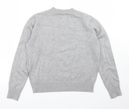 LU NYC Womens Grey Mock Neck  Viscose Pullover Jumper Size M