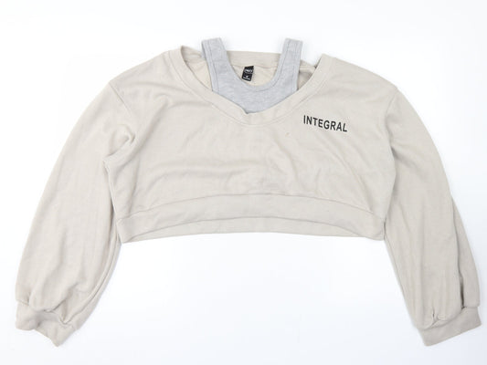 Dazy Womens Beige  Polyester Pullover Sweatshirt Size XL   - Cropped