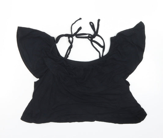 Missguided Womens Black  Viscose Cropped Tank Size 10 Off the Shoulder - Off the Shoulder