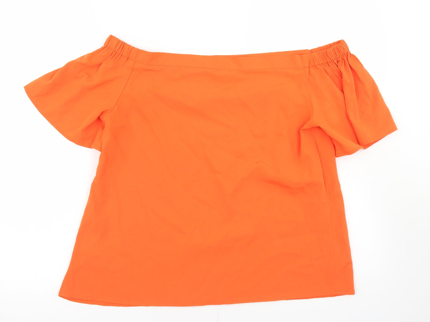 Peacocks Womens Orange  Polyester Basic Blouse Size 12 Off the Shoulder