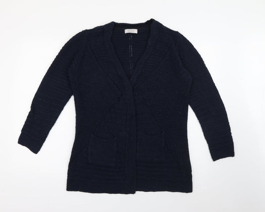Marks and Spencer Womens Blue V-Neck  Cotton Cardigan Jumper Size 14