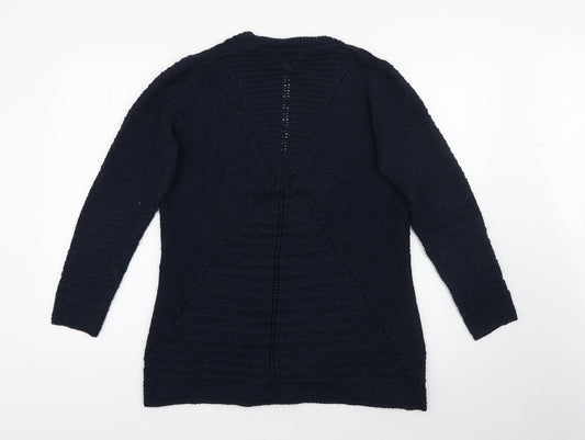 Marks and Spencer Womens Blue V-Neck  Cotton Cardigan Jumper Size 14