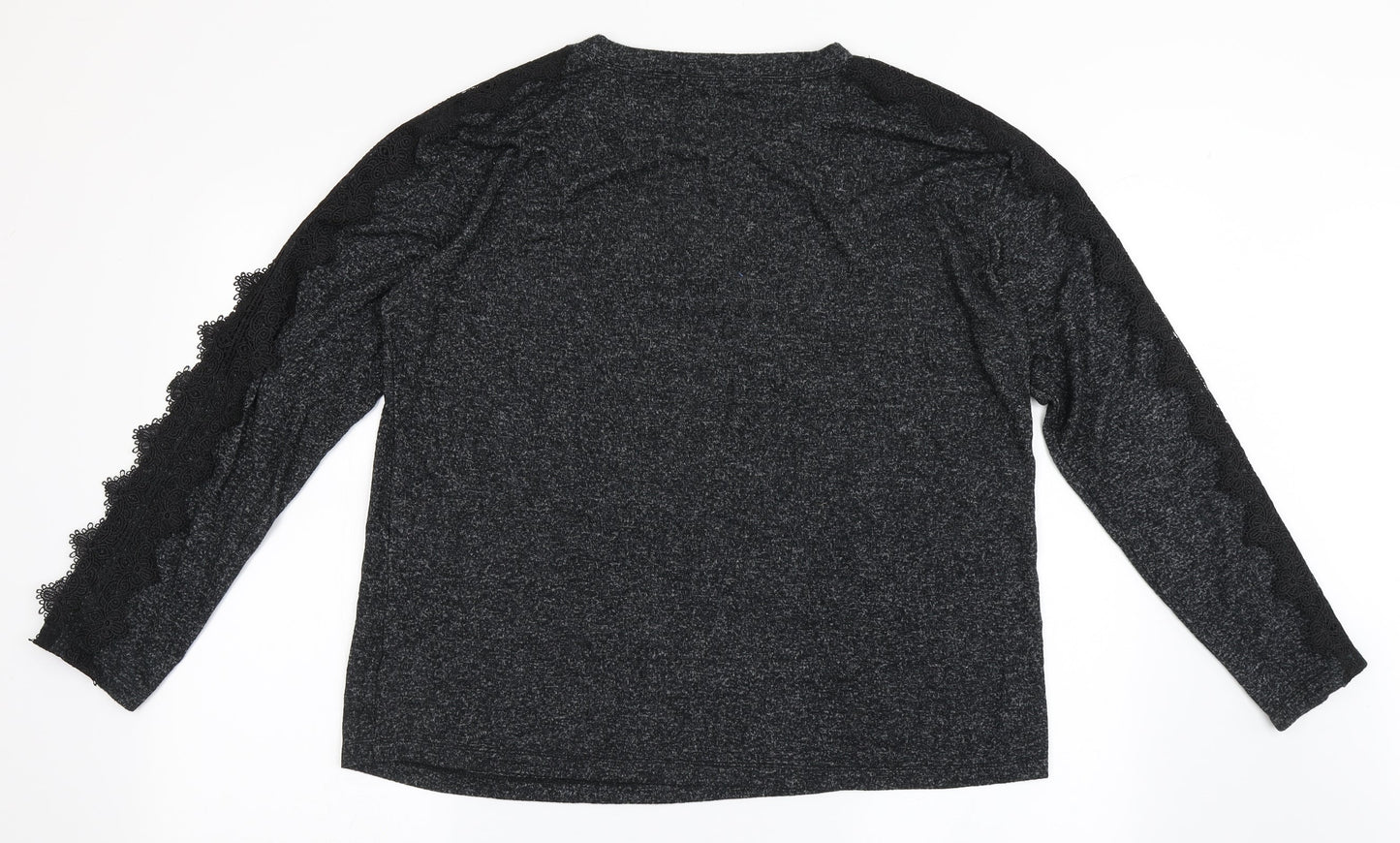 COIN 1804 Womens Black  Polyester Basic T-Shirt Size L Round Neck