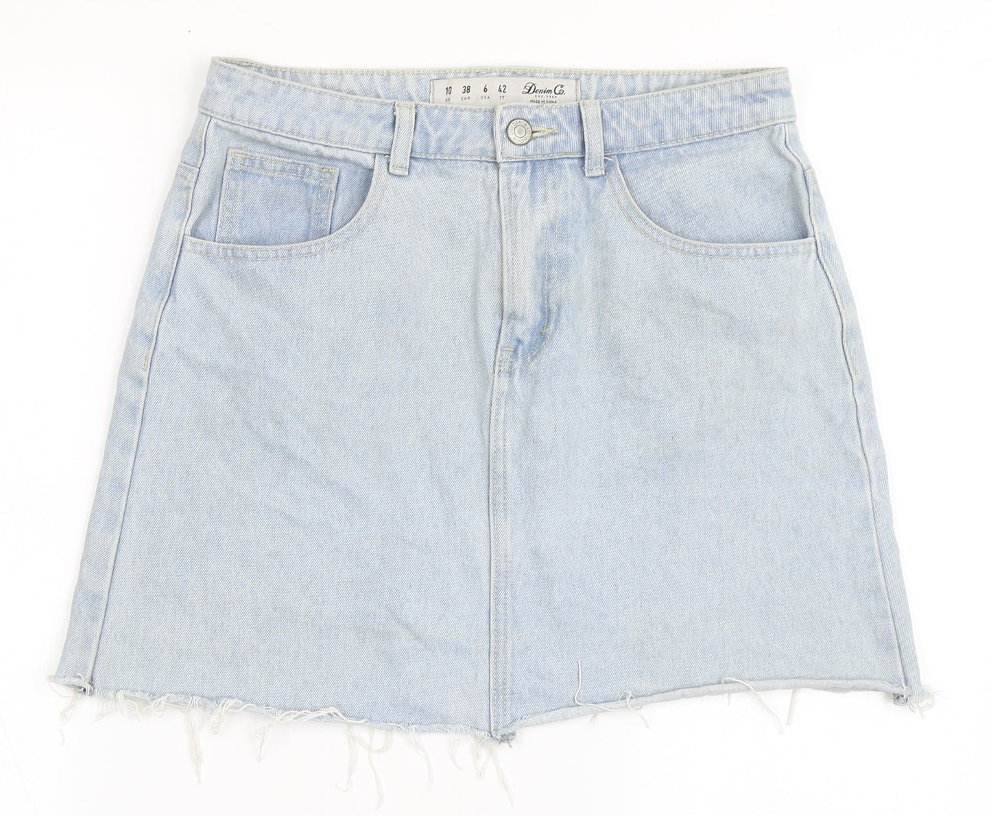 Denim Co Womens Blue  Cotton A-Line Skirt Size 10   Button