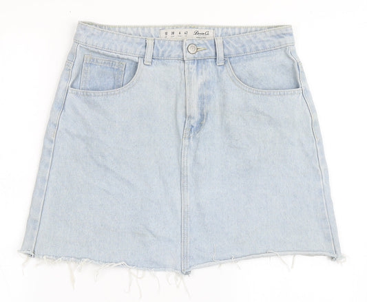 Denim Co Womens Blue  Cotton A-Line Skirt Size 10   Button