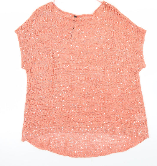 Quix Womens Pink Round Neck  Acrylic Pullover Jumper Size S