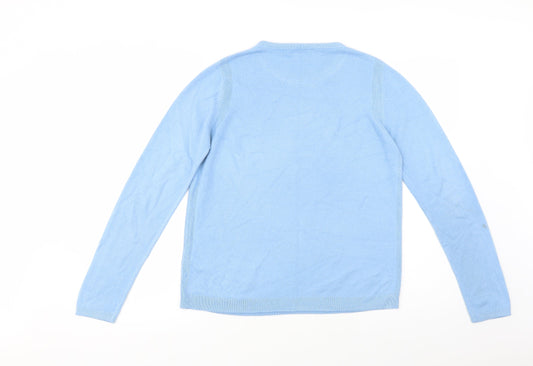 Marks and Spencer Womens Blue Crew Neck  Acrylic Pullover Jumper Size 14