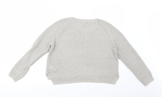 H&M Womens Grey Crew Neck  Acrylic Pullover Jumper Size M