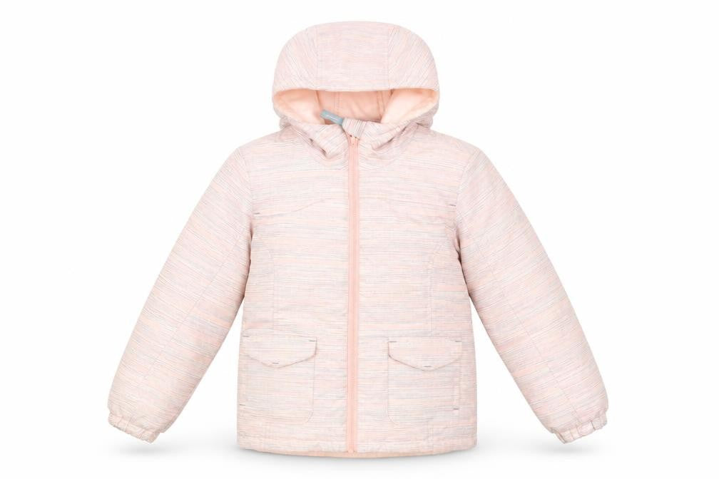 Decathlon Girls Pink Striped  Puffer Jacket Jacket Size 5 Years  Zip