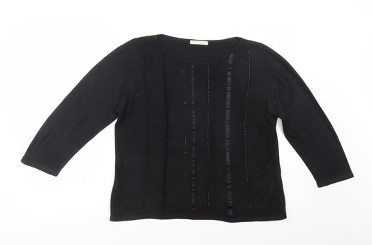 Marks and Spencer Womens Black Round Neck  Acrylic Pullover Jumper Size 14